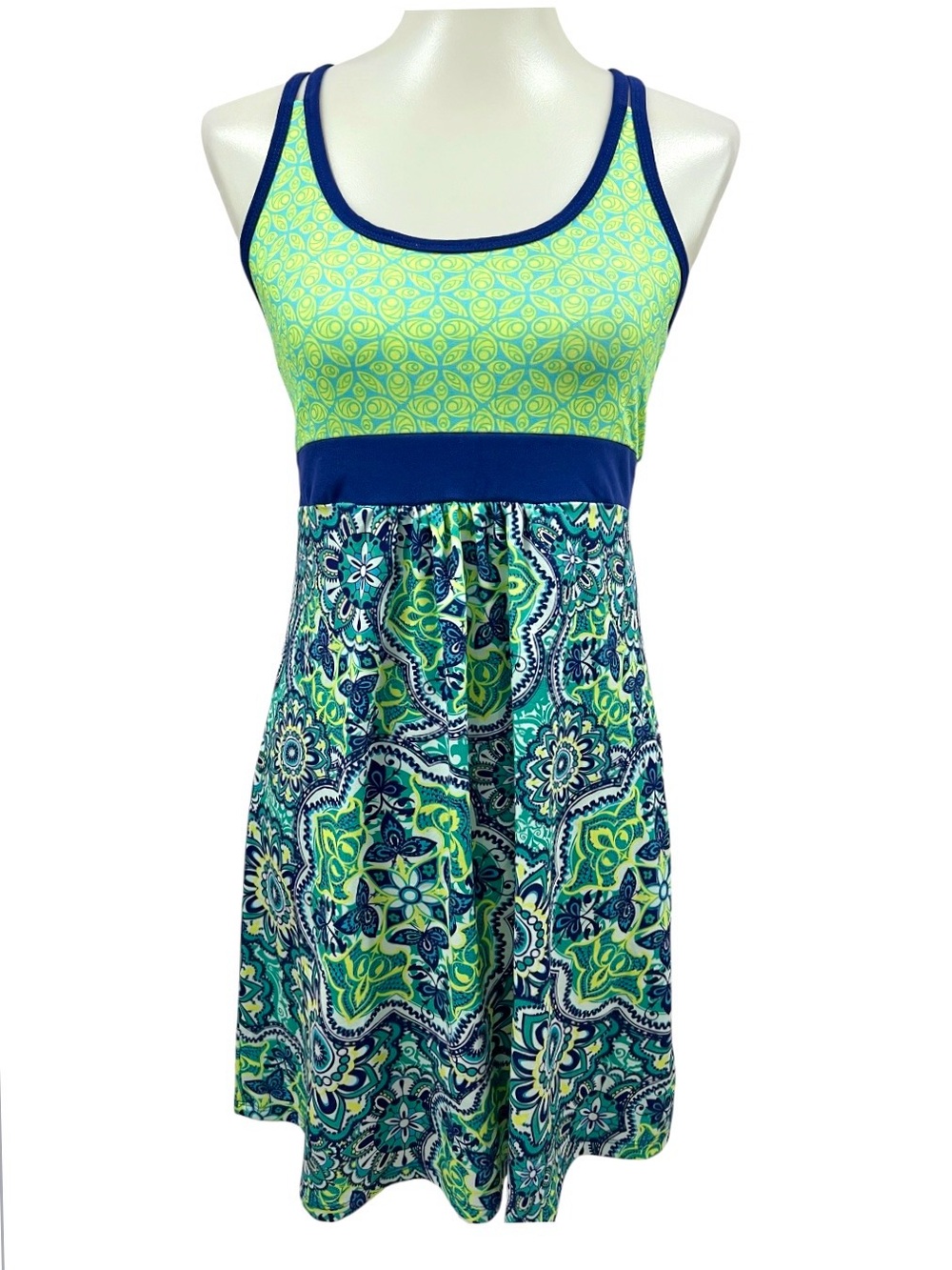 Tehama Built In Bra Athletic Dress Neon Paisley
